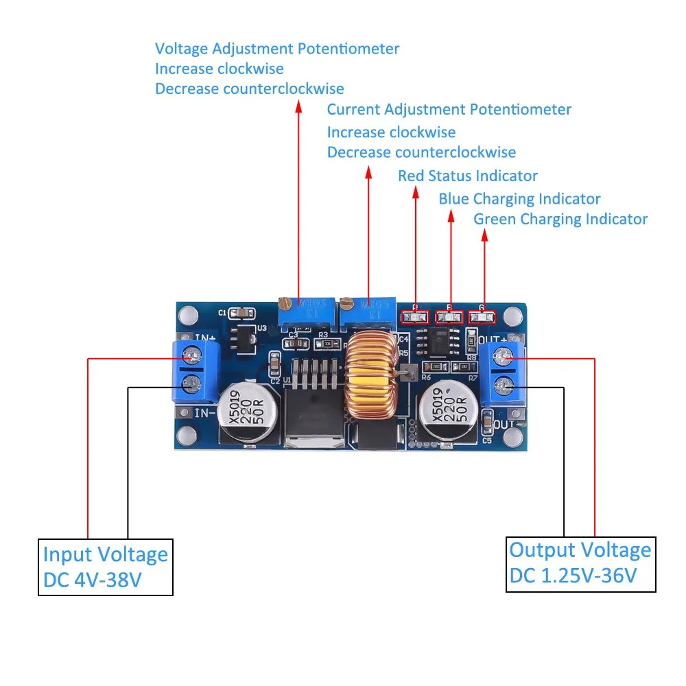 Adjustable DC-DC Step Down Buck Converter CC CV LED Driver Power Supply Module Battery Charging 5A 10A 12A 20A 5V 12V 24V 36V