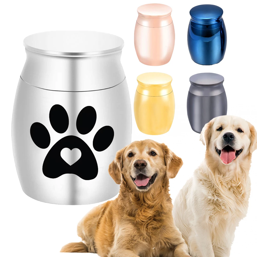 Pet cremation ashes urn keepsake heart-shaped dog paw print ashes holder mini pet ashes container to commemorate the beloved pet