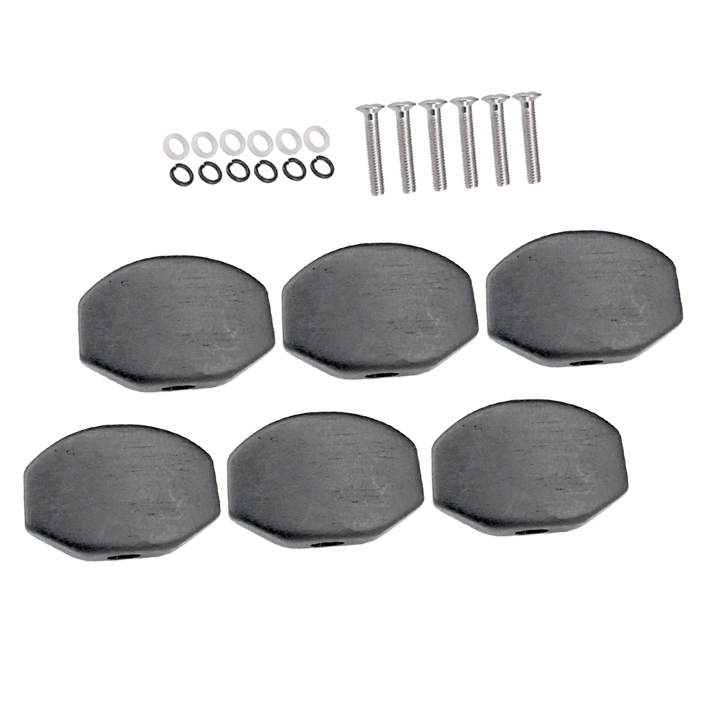 6 Pieces Guitar Tuning Peg Button Guitar Tuning Key Head Cap Ebony Wood Knobs Caps for Acoustic Guitar Tuning Pegs