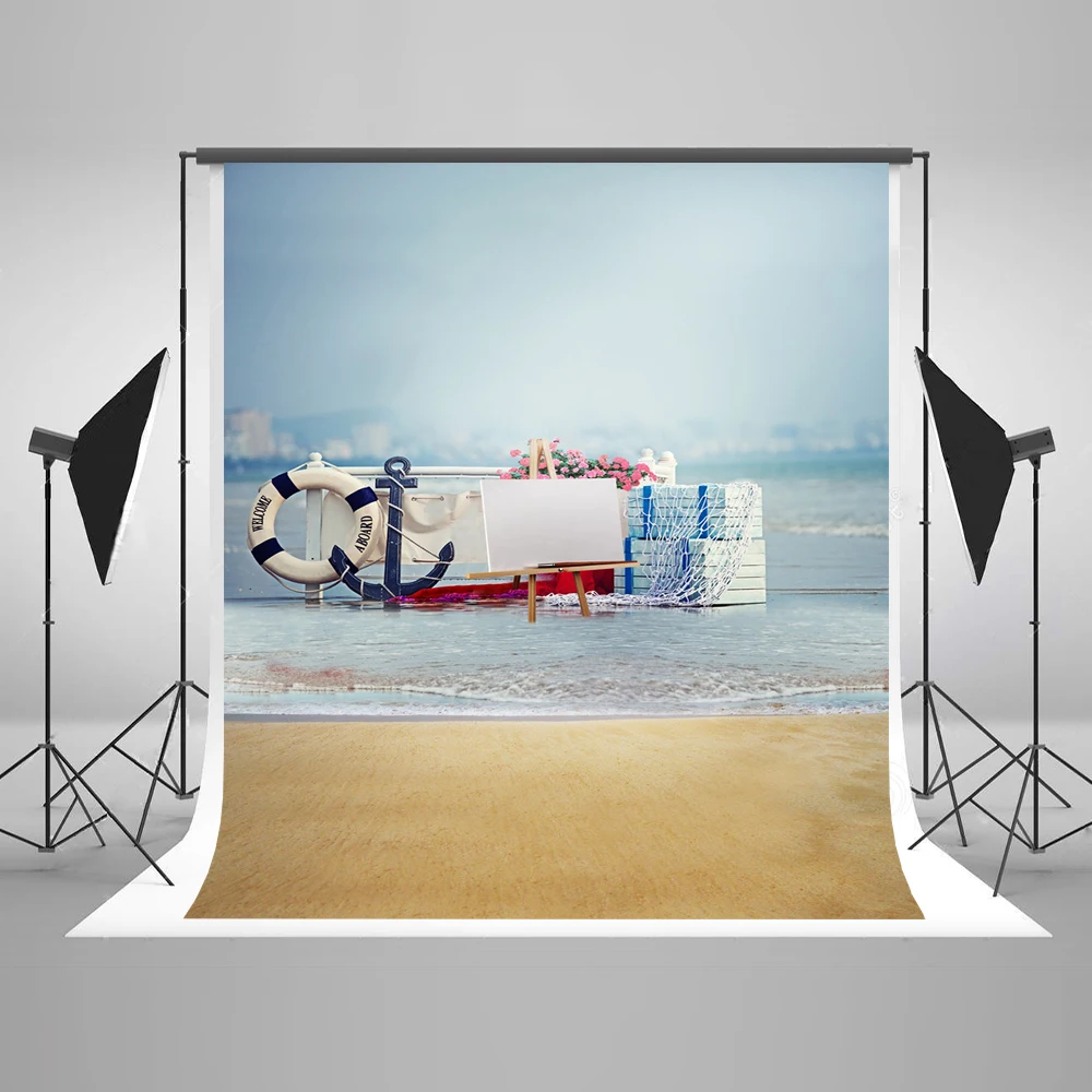 

VinylBDS 10x10ft Seaside Photography Backdrop Children Sailboat Backgrounds For Photo Studio