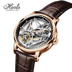 Haofa Luxury Real Tourbillon Movement Men Watch Manual Skeleton Mechanical Sapphire Hollow Watch for Men Luminous Business 1925B