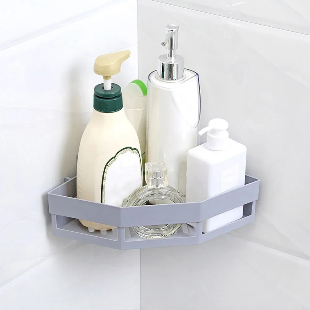 Plastic Traceless Triangle Bathroom Shelf Shower Shampoo Storage Rack Wall Mounted Bathroom Basket Corner Shelf Holder Organizer