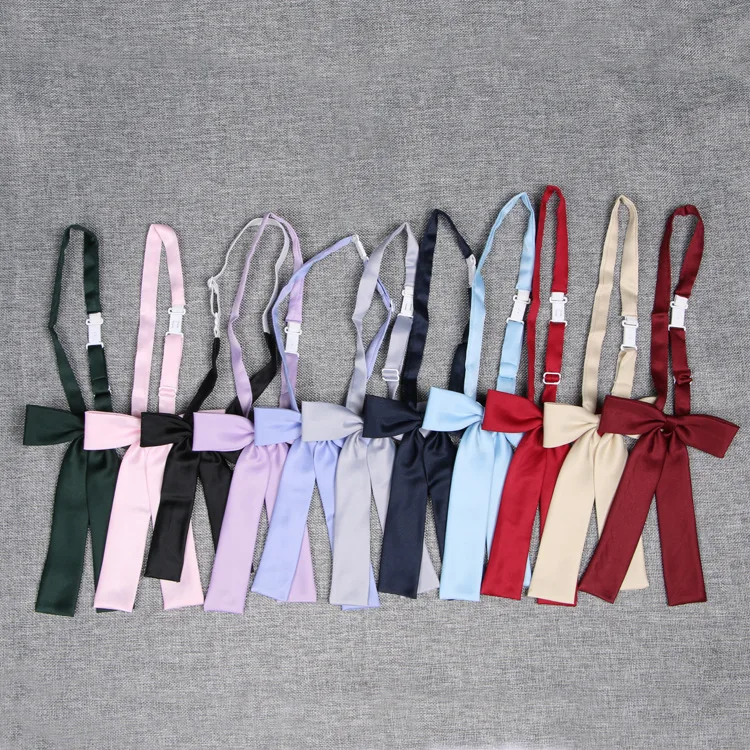 Japanese School JK Uniform Bow Tie For Girls Butterfly Cravat Solid Color Ribbon School Sailor Suit Uniform Accessories