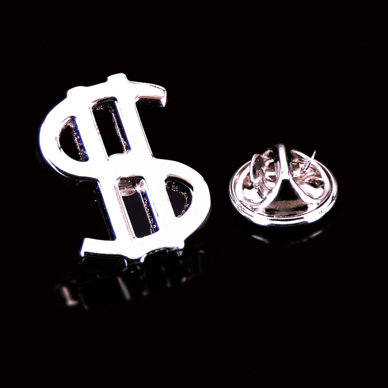 WN Silvery dollar symbol Brooch men's Lapel Pin Hat backpack badge fashion women's clothing jewelry gifts