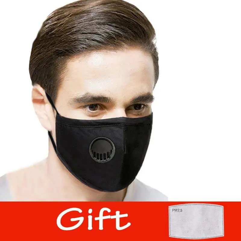 1pc Reusable Face Mask PM2.5 Respirator Face Mask Cover Mouth Dust Haze Anti Pollution Smoke Filter Masks with Filter