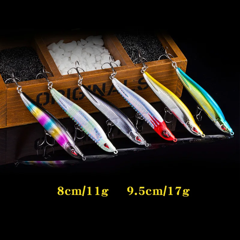 1PCS Sinking Pencil Wobblers Pike Hard Lures 8cm/9.5cm Fishing Minnow Artificial Baits with Treble Hook Swim Crankbaits Tackle