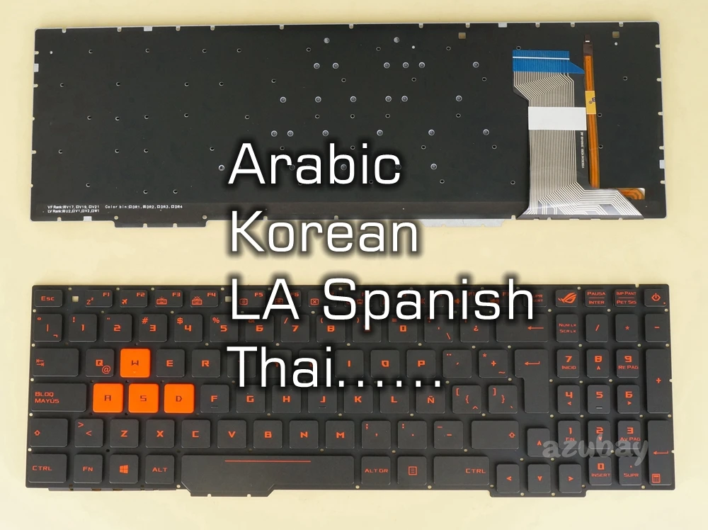 thai arabe coreano la espanhol teclado ou palmrest capa para asus gl553v gl553vw vermelho retroiluminado 01