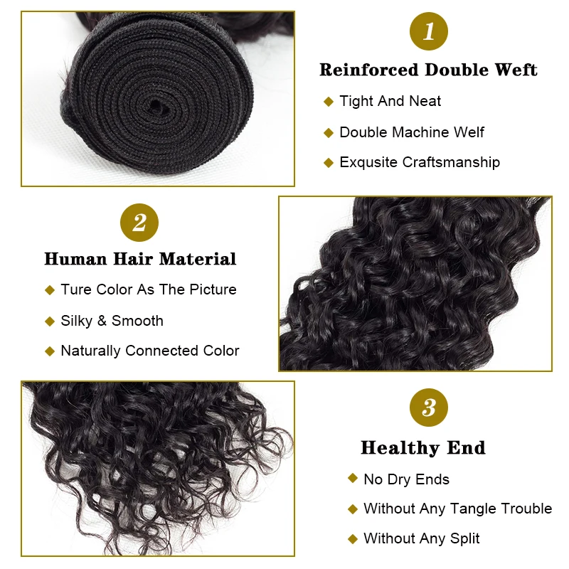 Uneed Hair Brazilian Water Wave Human Hair Bundles 8\