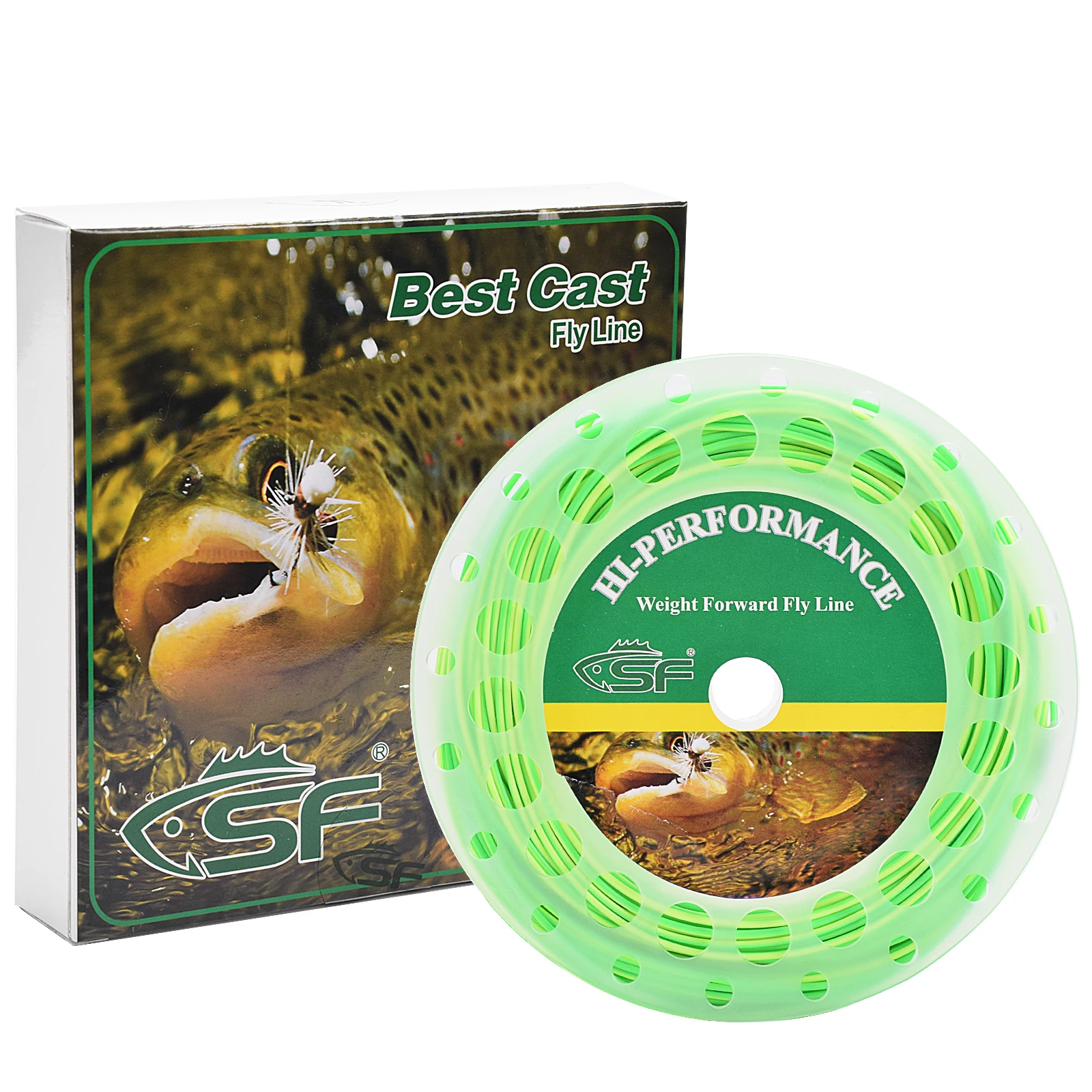 SF Fly Line All-Viz Bi-Colour Weight Forward Floating Fly Fishing LineFluro Yellow /Lake Blue 100FT WF 4 6 7 8 9 F