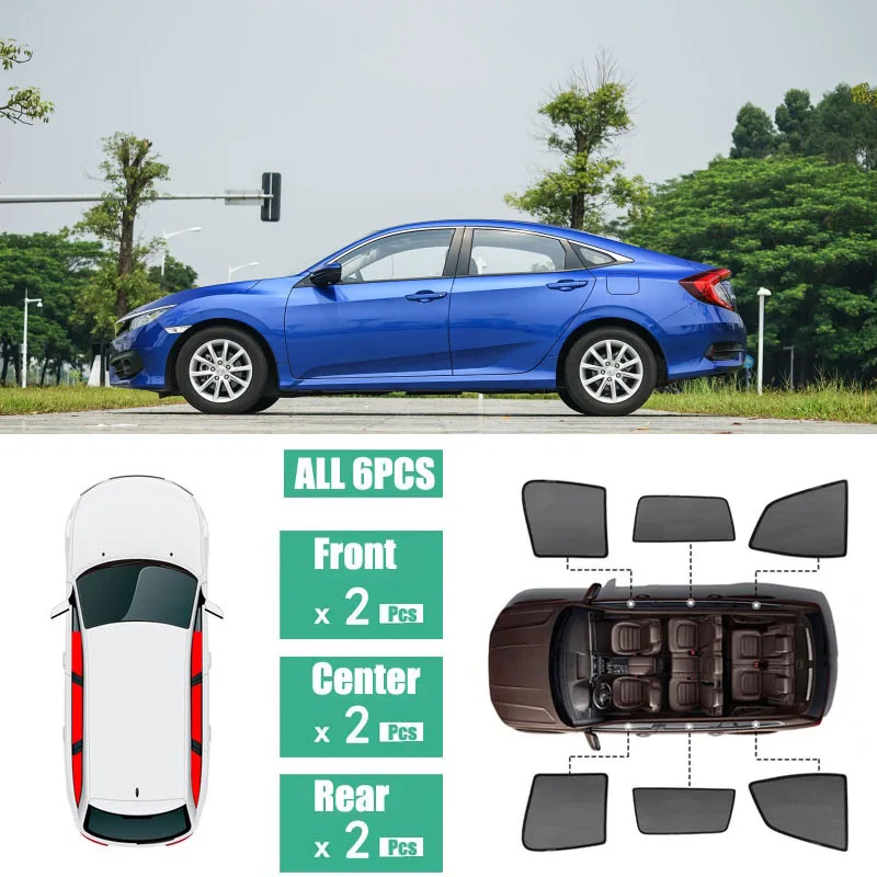 

Side Windows Magnetic Sun Shade UV Protection Ray Blocking Mesh Visor Fit For Honda Civic 2015-2018