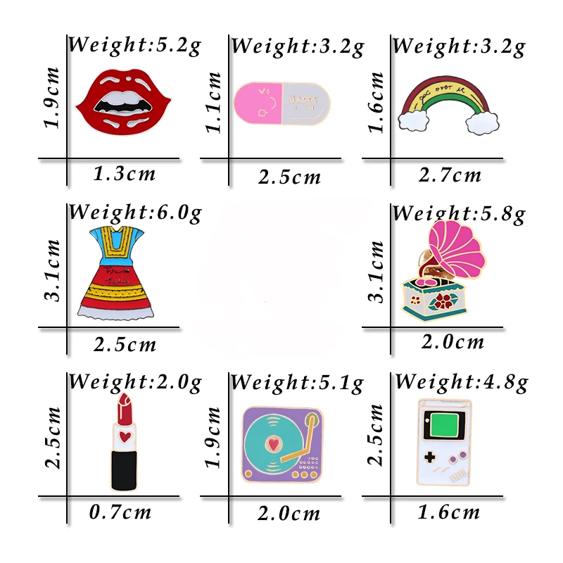 Vintage Drama Women Pink Phonograph Pill Enamel Pins Girls Lips Lipstick Cartoon Game Brooch Jackets Lapel Button Badge Jewelry