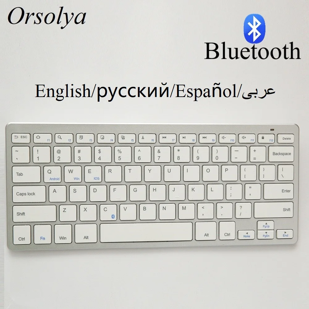 Arabic Bluetooth Wireless Keyboard for Tablet/Laptop/Smartphone,Support IOS/Windows/Android,Silver