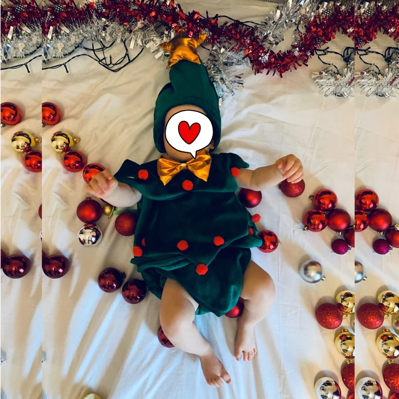 Ropa de bebé recién nacido Cosplay de árbol de Navidad, peleles para niños, disfraz para niñas de 0 a 6 meses