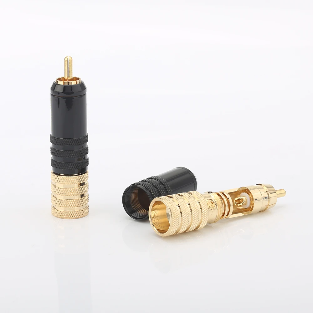 

4Piece High-End Audiocrast RCA Screw Locking Connectors DIY Analogue Cable Plug HIFI Quality RCA plug