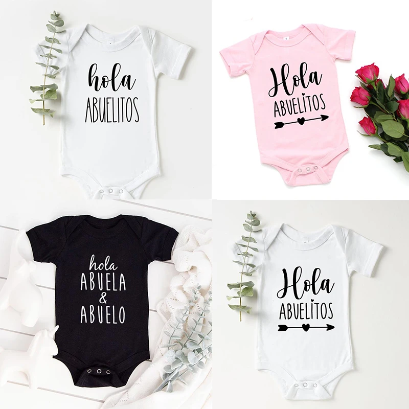 Holy Abuelo Y Abuela Pregnancy Announcement Bodysuit Infant Baby Jumpsuit Announcement To Grandparents Baby Shower Gift