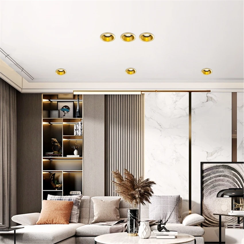 Full copper anti-glare embedded ceiling lights LED living room wall aisle hotel COB cow eye hole light study dining room lamps