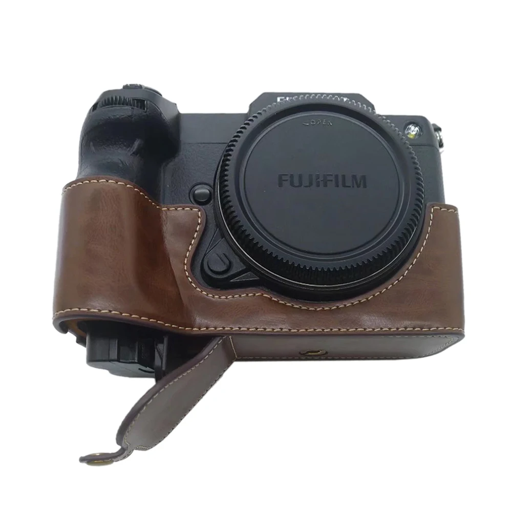 Camera Bag PU Leather Half Body Set Cover For GFX100S GFX 100S Bottom Case With Battery Opening