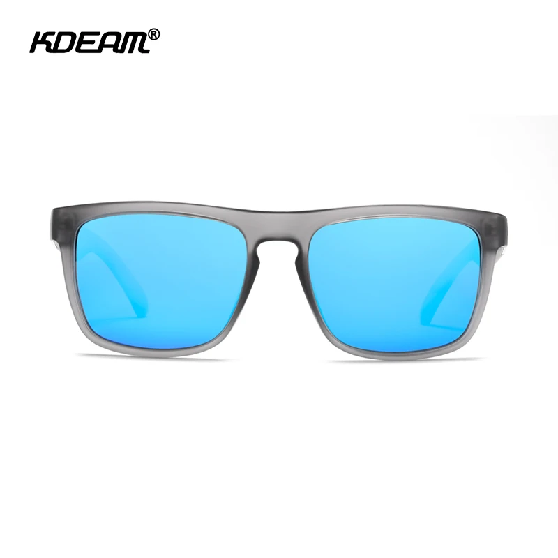 KDEAM 30 Colors Available Top Square Men\'s Sunglasses Polarized and UV400 Protection Translucent Glasses Frame Mirror Lense