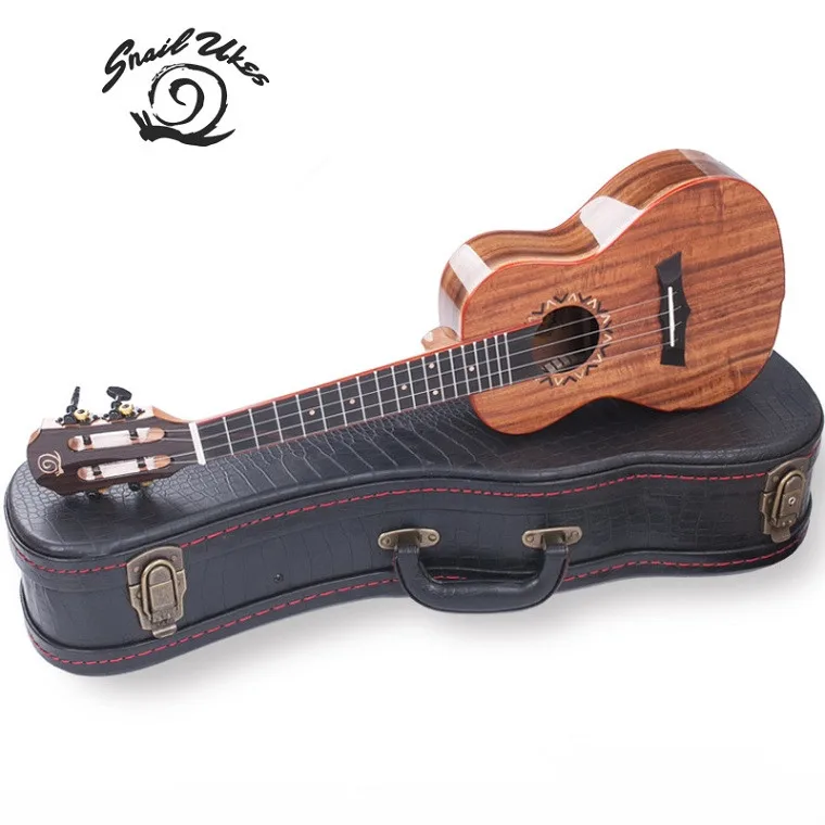 SNAILUKES S20 23 inch 26 inch Ukulele Concert Tenor Acacia All Solid Wood Acoustic Electric Gloss Hawaii Guitar With Hard Case