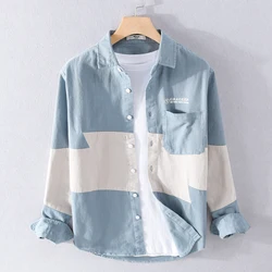 New Spring and autumn new style long-sleeved shirt men cotton fashion patchwork shirts for men top camisa chemise