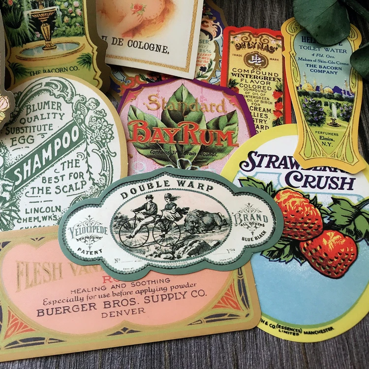 Junkjournal Retro Gorgeous Logo Sticker DIY Scrapbook Travel Diary Glass Bottle Decoration Material Paper