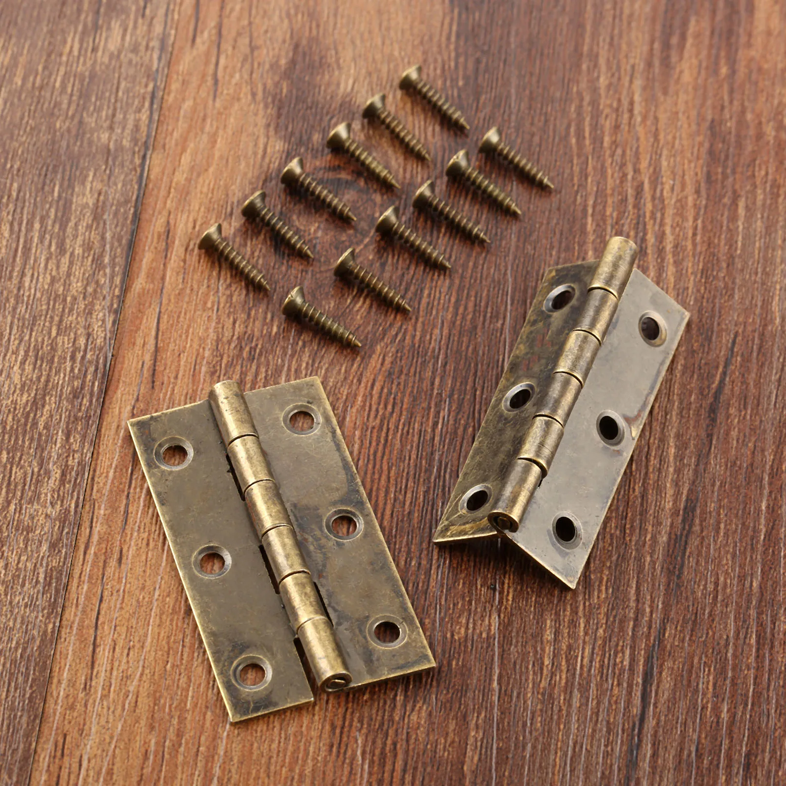 2Pcs Antique Bronze Jewelry Wood Box Decorative Hinges 50x28mm Cabinet Drawer Door Butt Hinge Furniture Hardware With Screws