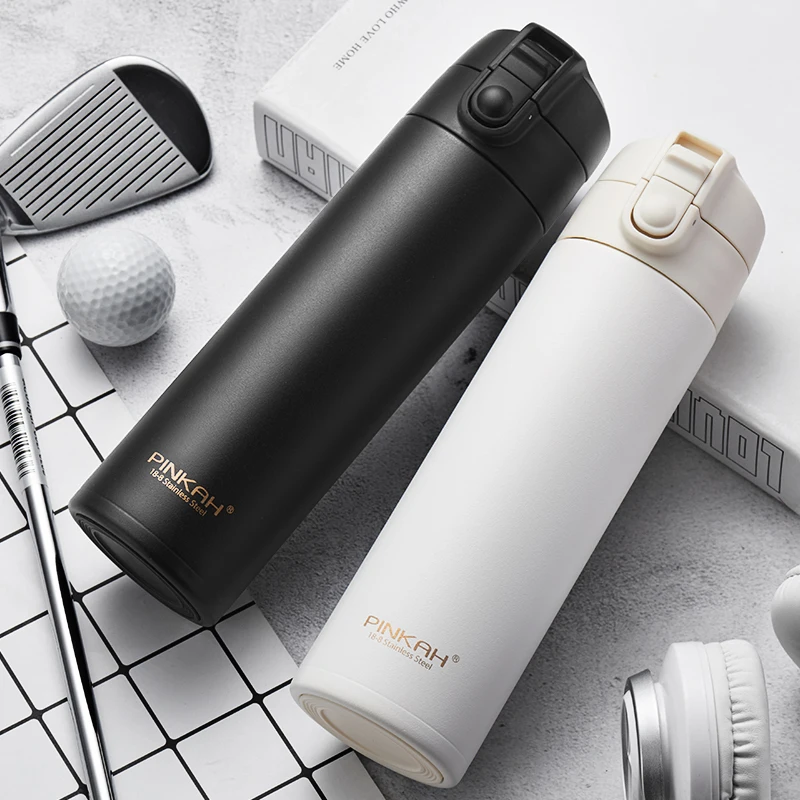 Pinkah Thermos 510ml Leak-proof Stainless Steel Vacuum Flasks Coffee Tea Milk Travel Mug Thermo Bottle Gifts Thermo cup For Car