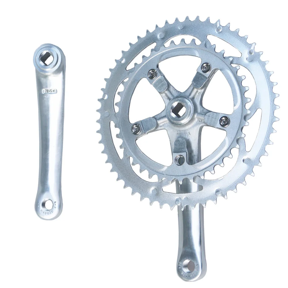 110 BCD Crankset 53/39T 170 MM Road Bike Crank aluminum Tooth Plate steel Folding Bicycle Double System Silver Five Claw