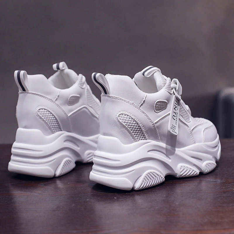 Baskets de marque en maille respirante, chaussures de Sport cachées pour femmes, chaussures épaisses décontractées à semelles compensées, chaussures
