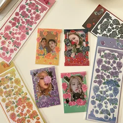Ins 녹는 장미 스티커 손 계정 스크랩북 장식 스티커 DIY 일기 앨범 스틱 라벨 한국어 문구