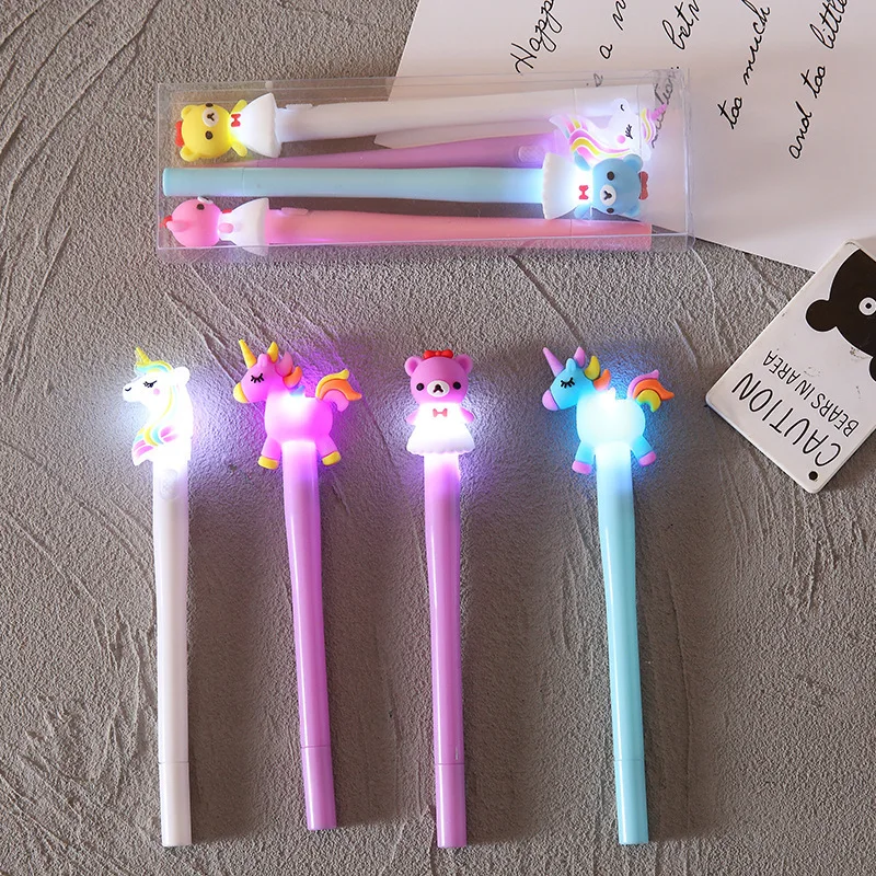 4Pcs Light Gel Pen Dream Candy Colored Pony Unicorn Bear Cute Gifts Stationery Office School Supplies