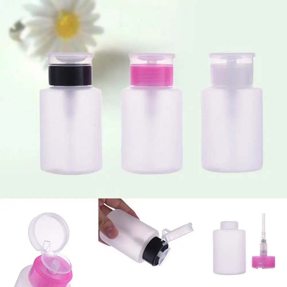 Woman UV Gel Cleaner Manicure Nail Polish Remover Pump Dispenser Container Clean Acetone Empty Bottle