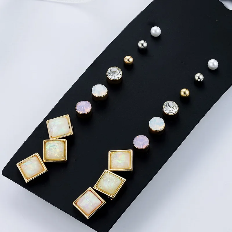 F21 Clearance 9 Pairs Mini Stud Earrings For Women Brincos Include 9 Pairs Earrings Lost Money Hight Quality