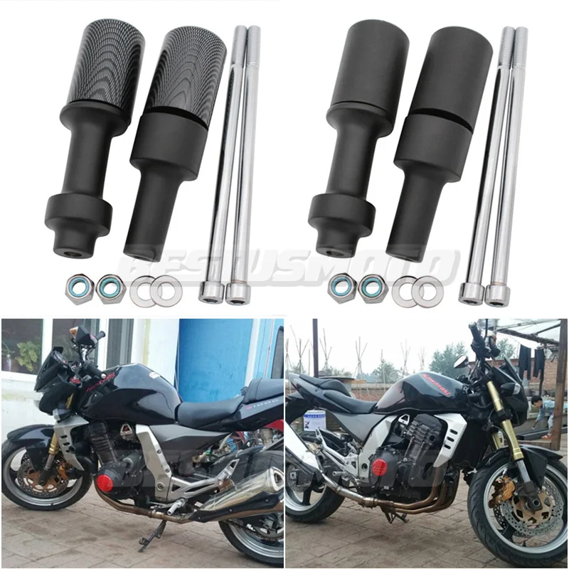 

Motorcycle Black & Carbon No Cut Frame Sliders Crash Falling Protector For Kawasaki Z1000 2003-2006 2004 2005