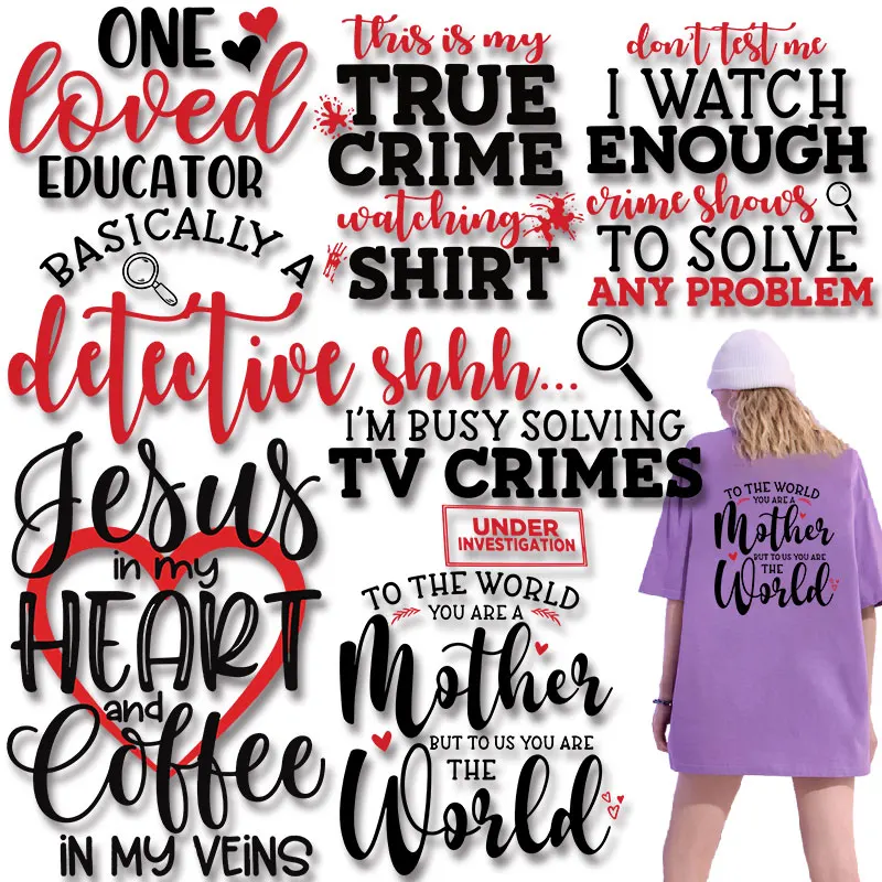 'This Is My True Crime Watching Shirt'  Heat Vinyl Ironing Stickers Decor Washable Garment Accessories