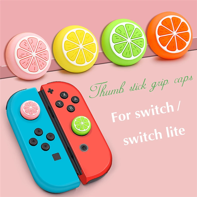 2 Pcs Joystick Thumb Grip Cap Cover For Nintendo Switch Oled NS Lite JoyCon Controller Gamepad Cute Fruit Soft Analog Stick Case