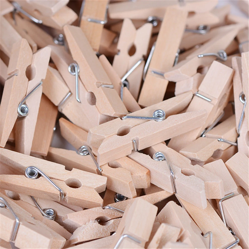 50PCS Mini Size 25mm Mini Natural Wooden Clips For Photo Clips Clothespin Craft Decoration Clips Pegs