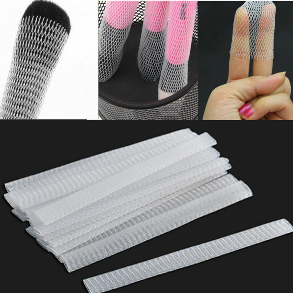 50Pcs Cosmetic Make Up Brush Pen Netting Cover Mesh Sheath Protectors Guards