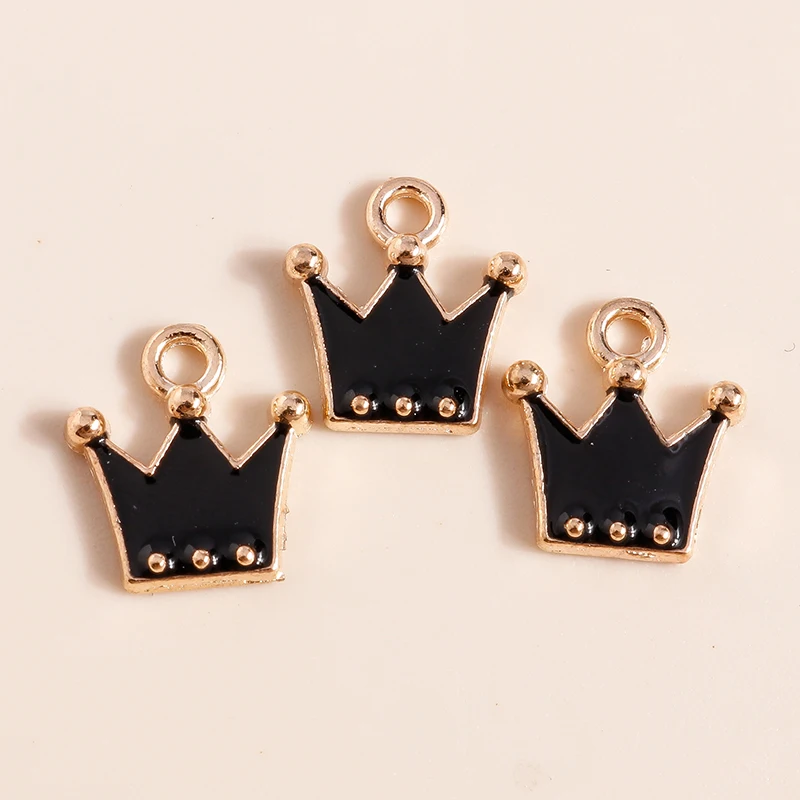 10pcs 12*11mm Cute Enamel Crown Charms Pendants for Necklace Earrings Keychain Diy Jewelry Making Accessories