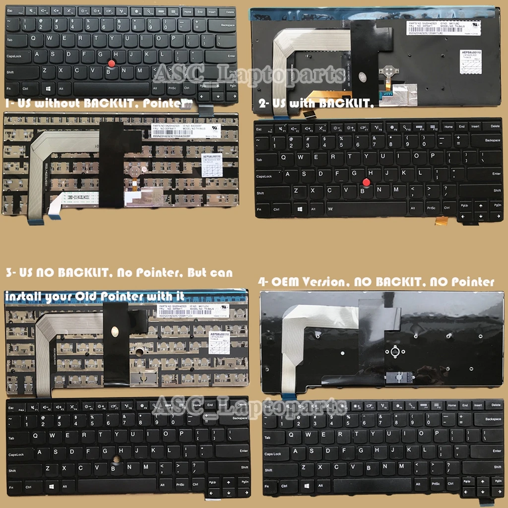 Nuova tastiera US QWERTY per Lenovo Thinkpad T460S T470S 01EN600 01YR046 cornice nera nera, retroilluminata, puntatore