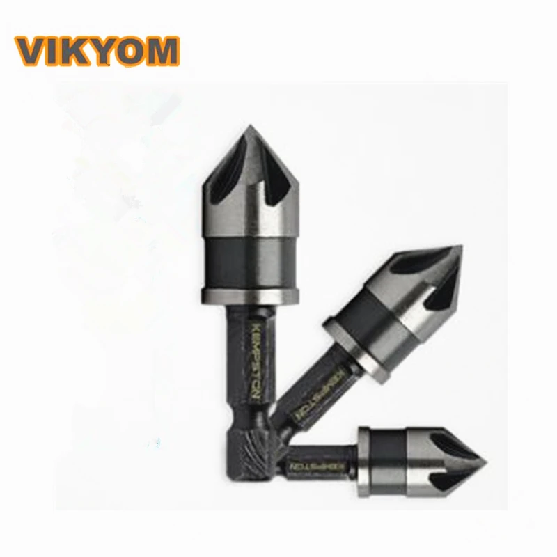 2pcs/lot Five-blade chamfering device stainless steel single-blade 90 degree reaming drill taper screw deburring