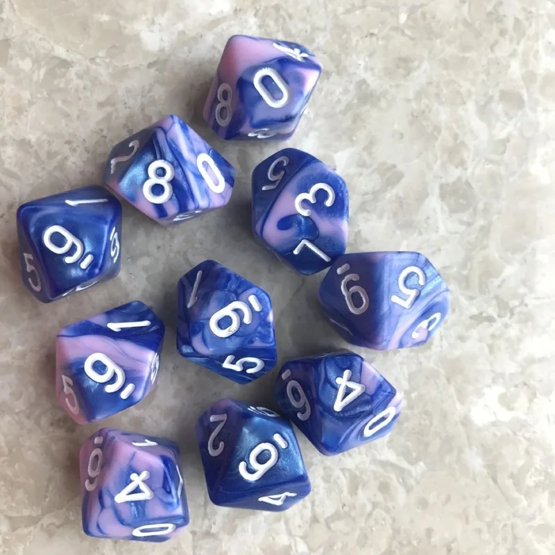 Dados digitales de dos colores de 10 caras, juego de mesa DND, 0-9, 10 lados, 10 unids/set