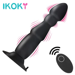 IKOKY G-spot Stimulator Wireless RC Anal Plug Dildo Vibrator Strong Sucker Sex Toys For Men Women Large Size 10 Speeds