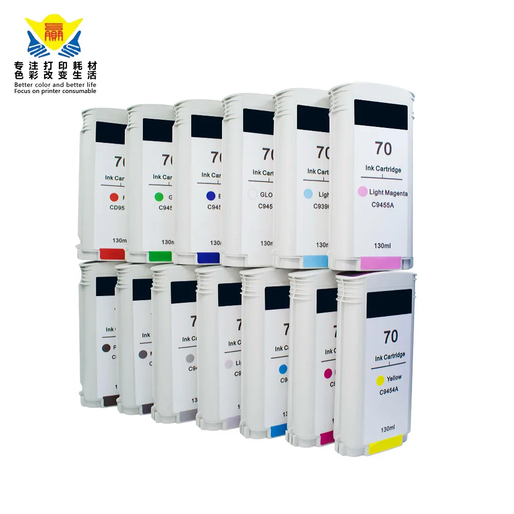 Refurbished ink cartridge for HPs 70 (8PC/lot) for Designjet Z2100 Z3100 Z3200 plotter wide format printer Promotion