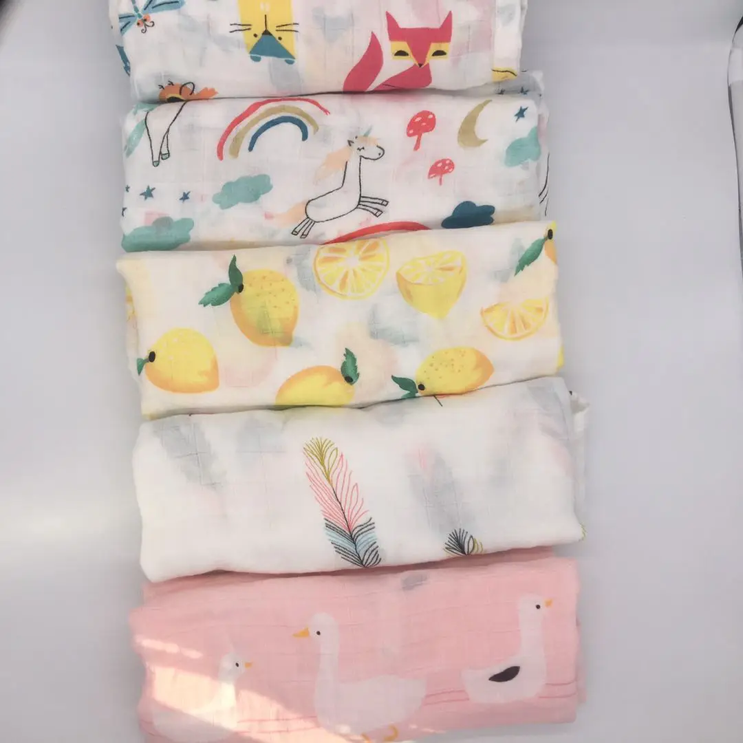 

Baby Muslin Swaddle Blankets 70%bamboo + 30%cotton Baby Blanket Newborn Bath Towel Muslin Diaper