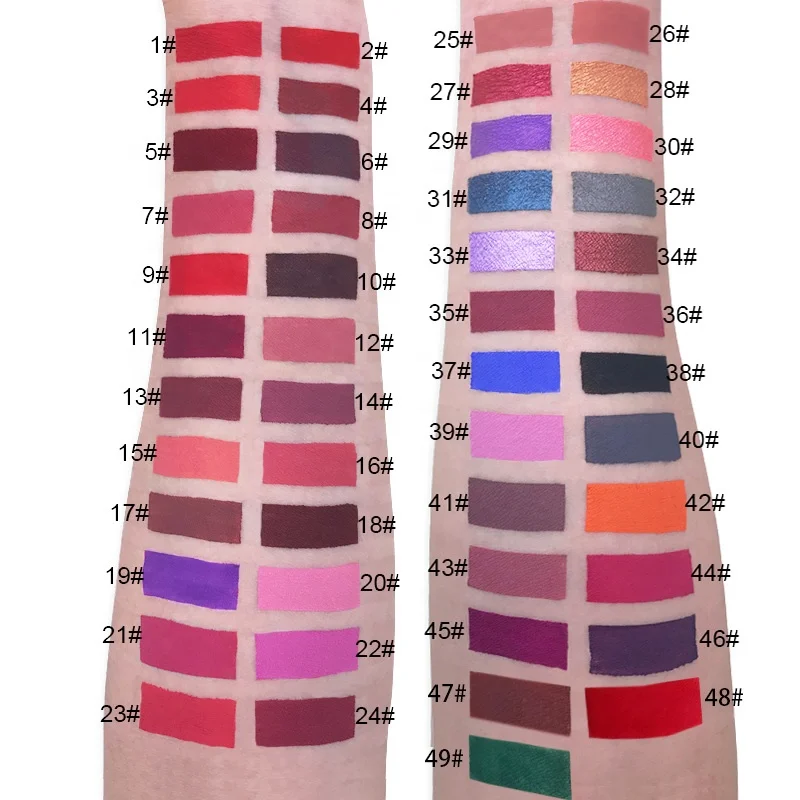 Private Label Matte Lip Gloss 49 Color Black Tube Organic Waterproof Matte Lip Gloss