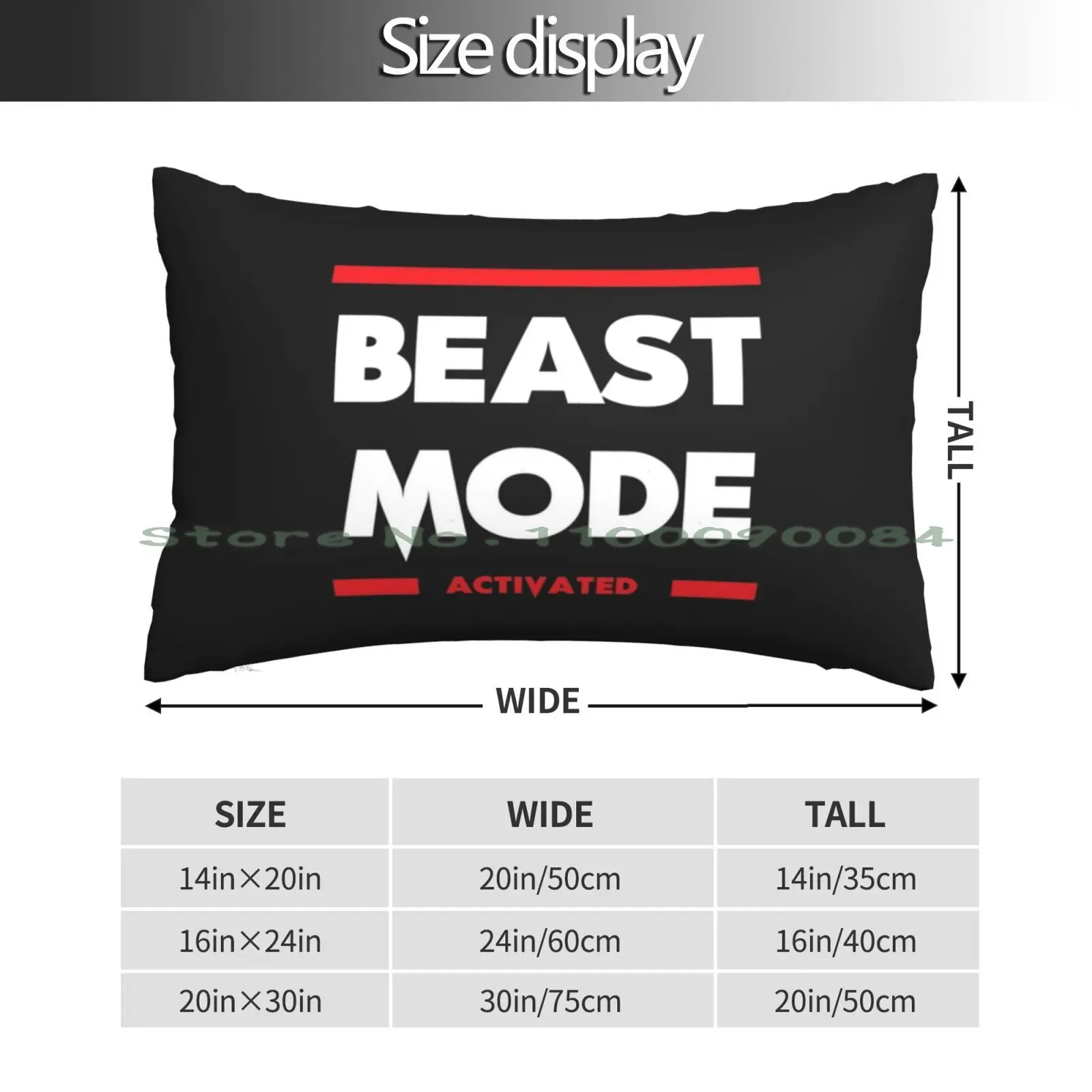 Beast Mode Pillow Case 20x30 50*75 Sofa Bedroom Gym Athlete Aggression Beastmode Colorful Funny Interesting Vibrant Style Look