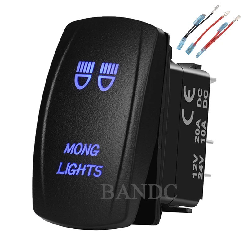 MONG LIGHTS Rocker Switch，Laser-Etched On-Off SPST Led Lights Switch for Car Boat ARB，Car Accessories DIY Tool， Jumper Wires