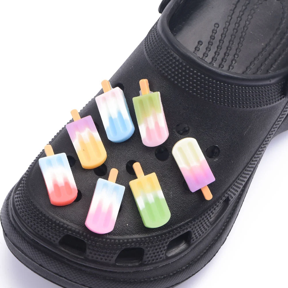 New Arrival Kids Shoes Charms Colorful Ice Cream Heart Resin Shoe Charm White Angel Decorations Shiny Star Accessories