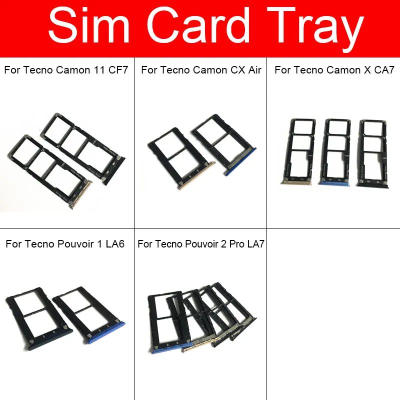 

Держатель для sim-карты для Tecno Camon 11 CF7/CX Air /X CA7/Pouvoir1 LA6/ Pouvoir2 Pro LA7 Micro SD адаптер для чтения карт